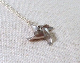 Sterling Silver Pinwheel Necklace, Modern Everyday Jewelry