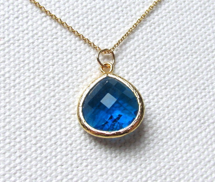 Cobalt Blue Necklace 14k Gold Fill Chain Capri Blue | Etsy UK