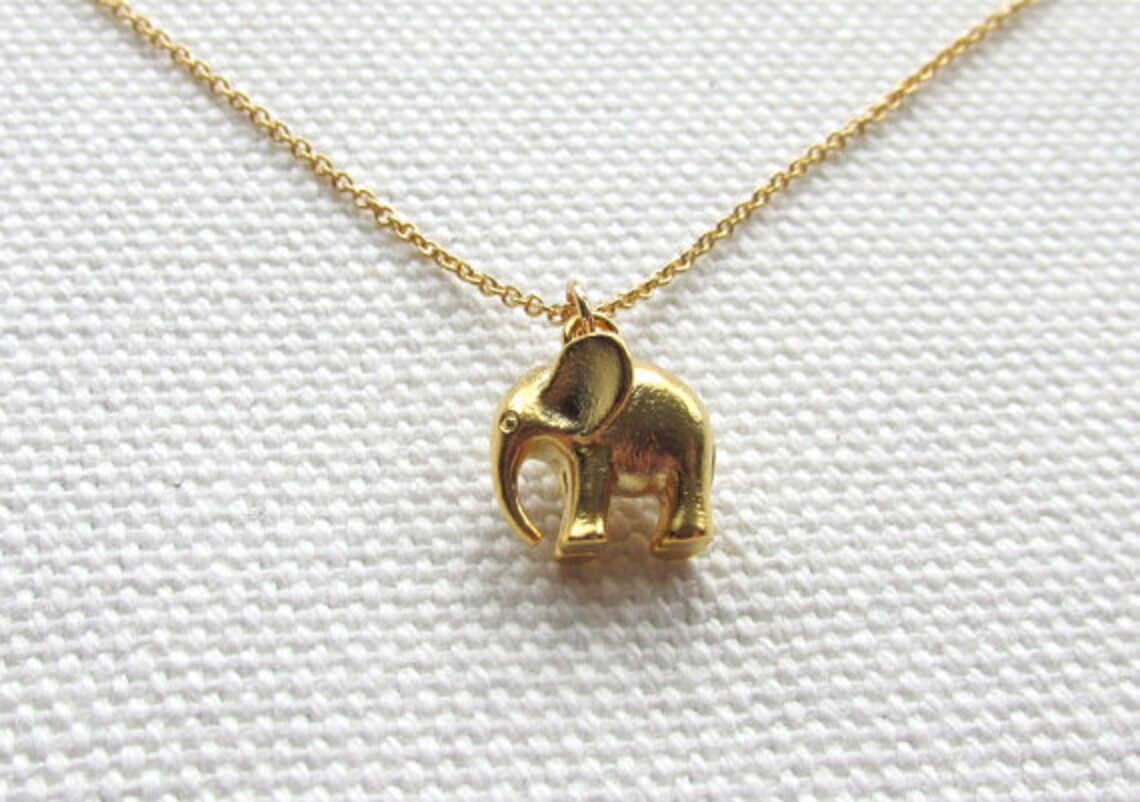 Gold Elephant Necklace Dainty Charm Necklace 14k Gold Fill Etsy