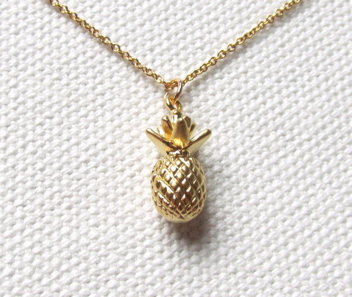 Gold Pineapple Necklace 14k Gold Filled Chain Petite Minimal Etsy UK