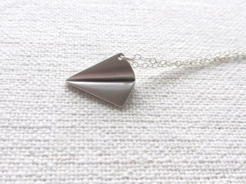 Silver Paper Plane Necklace Origami Jewelry Sterling SIlver Etsy