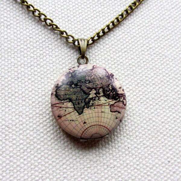 Weltkarte Medaillon Mini Medaillon Landkarte Globus Welt Halskette Karte Schmuck Reise Geschenk