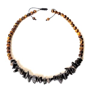 Tiger-Eye and Blackstone Men&#39;s Tribal Necklace