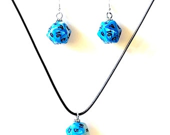 Transformation Blue Swirl Spell D20 Necklace Set