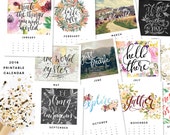 Printable Calendar 2016, Inspirational quotes printable wisdom calendars, quote art print, month year digital DIY desk calendar illustration