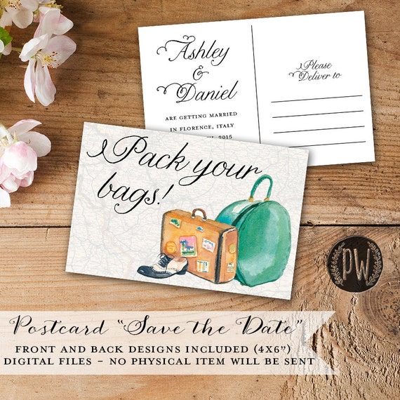 Printable Save the Date postcard Destination wedding