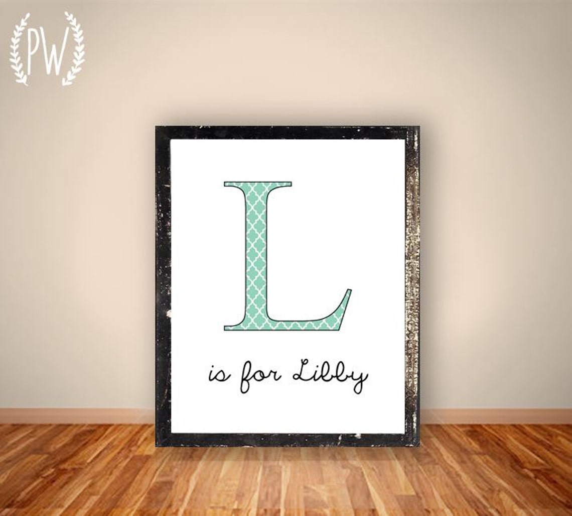 Nursery Letter art print Initial letters wall art decoration Etsy