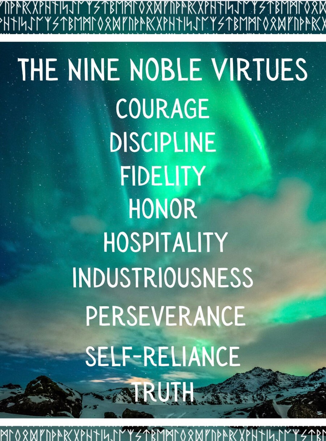The Nine Noble Virtues Poster Etsy