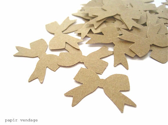 Items similar to 100 kraft paper bows, kraft paper embellishment
