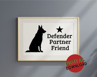 Lámina artística de pastor alemán: regalo para amantes de los perros, decoración de pared (descarga digital)