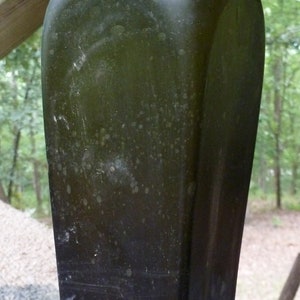 1800s DIP MOLD GIN Bottle-Paddled Sides-Dark Yellow Green -1860s-70s