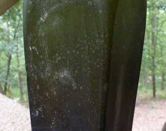 1800s DIP MOLD GIN Bottle-Paddled Sides-Dark Yellow Green -1860s-70s