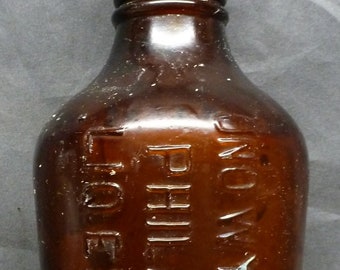 SUNROOM DECORATEUR BOTTLE-Fancy John Wyeth's vloeibare extract van mout-oranje amber-1890s