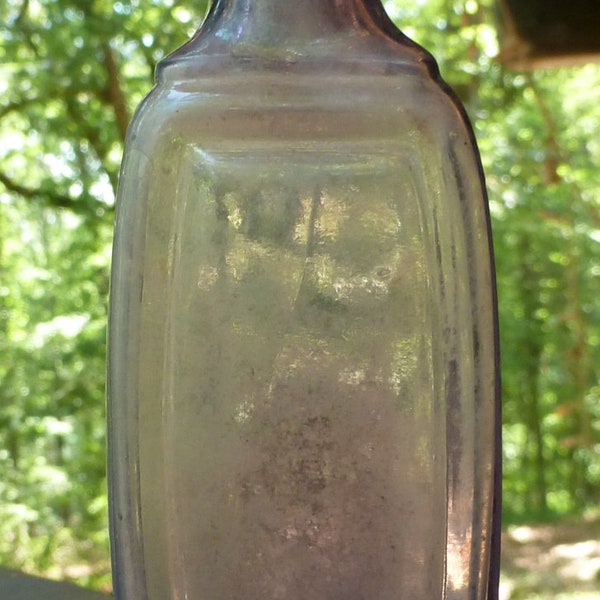 SUNROOM DECORATOR BOTTLE- Amethyst Perfume Bottle-Rectangular Ovoid Shape-Hand Blown-1890s