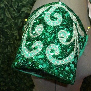 Sacco di 1 paio di Vintage verde perline, paillettes, strass Off-the-spalla maniche per indossare formale WS #5