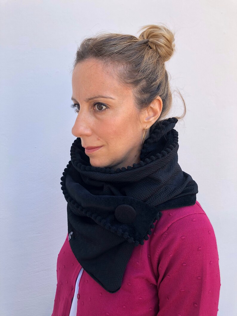 Black women scarf fleece cowl fleece scarf reversible Etsy