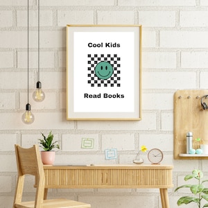 Coole Kinder lesen Bücher Print Download, Leseplatz, Leseecke, Spielzimmer Wanddekor, Klassenzimmer Dekor, Homeschool Poster, Buchecke