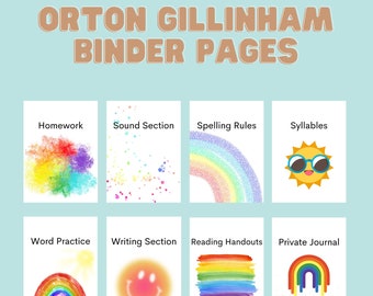 Orton Gillingham Binder Pages. Printable Personalized Binder. Dyslexia Tutoring Pages. Binder Tab Pages. Literacy Coach. Language Therapy.