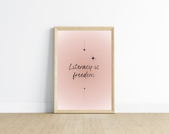 Stampa "L'alfabetizzazione è libertà", decorazione per aule scolastiche (download digitale)
