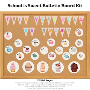 Printable Teacher Bulletin Board Display Kit. School is Sweet. This Year Will be Sweet Bulletin Board. Teacher Display Kits and Resources