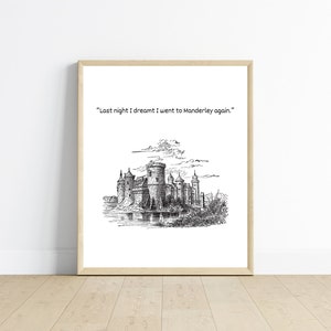 Literary Art.  Literary Quote Art Print. Rebecca Daphne Du Maurier Art Download. Manderley. Gothic Literature. Famous Literature. Bookish