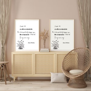 Jane Austen Quote Print Download, Jane Austen Art. Literary Art Print. Literature Quotes. Reading Spot, Reading Corner