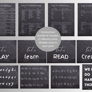 Educational Prints : Chalkboard Collection. 12 Different Pintables. Classroom Décor Bundle, Homeschool Prints, Grammar Posters