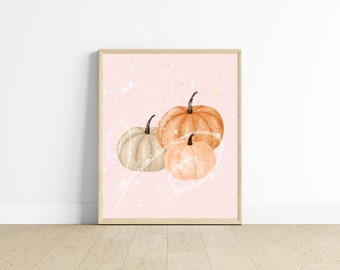 Fairy Pumpkin Art Print. Cinderella Pumpkin Digital Print. Fall Pumpkin Prints. Peach Pumpkins. Blush Pumpkins. Fall Art Downloads.