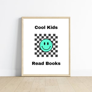 Coole Kinder lesen Bücher Print Download, Leseplatz, Leseecke, Spielzimmer Wanddekor, Klassenzimmer Dekor, Homeschool Poster, Buchecke