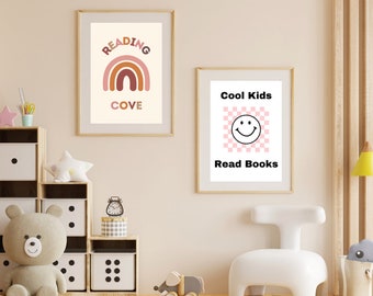 Cool Kids Read Books Print, Playroom, Homeschool Decor (Digital Download)