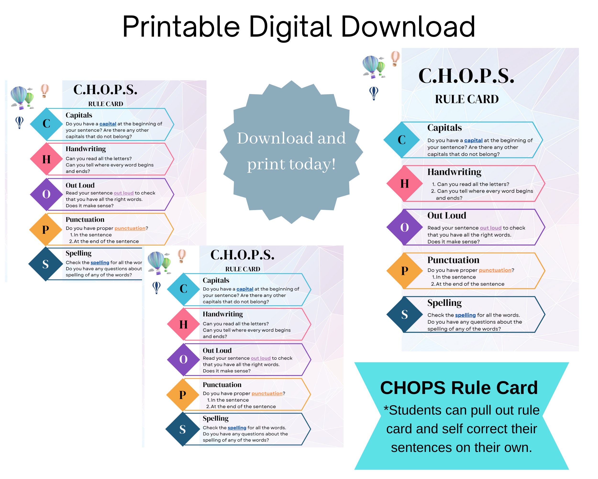 Dyslexia Cards. CHOPS Rule Card. Orton Gillingham Rule Cards. Teacher ...