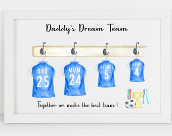 Fathers day football gift - Personalised Fathers day print - Football print - Daddy number 1 print - fathers day gift - Football gift