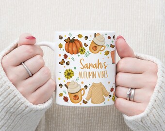 Hello Autumn mug, Autumn decor, autumn vibes, gifts for her, gifts for him, Hot chocolate mug