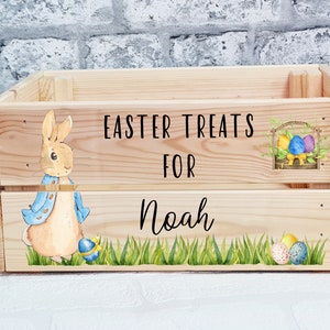 Personalised Easter Box , Personalised Easter Crate, Wooden Easter Crate, Easter Bunny Box, Easter basket, Easter Storage,  Easter Treat