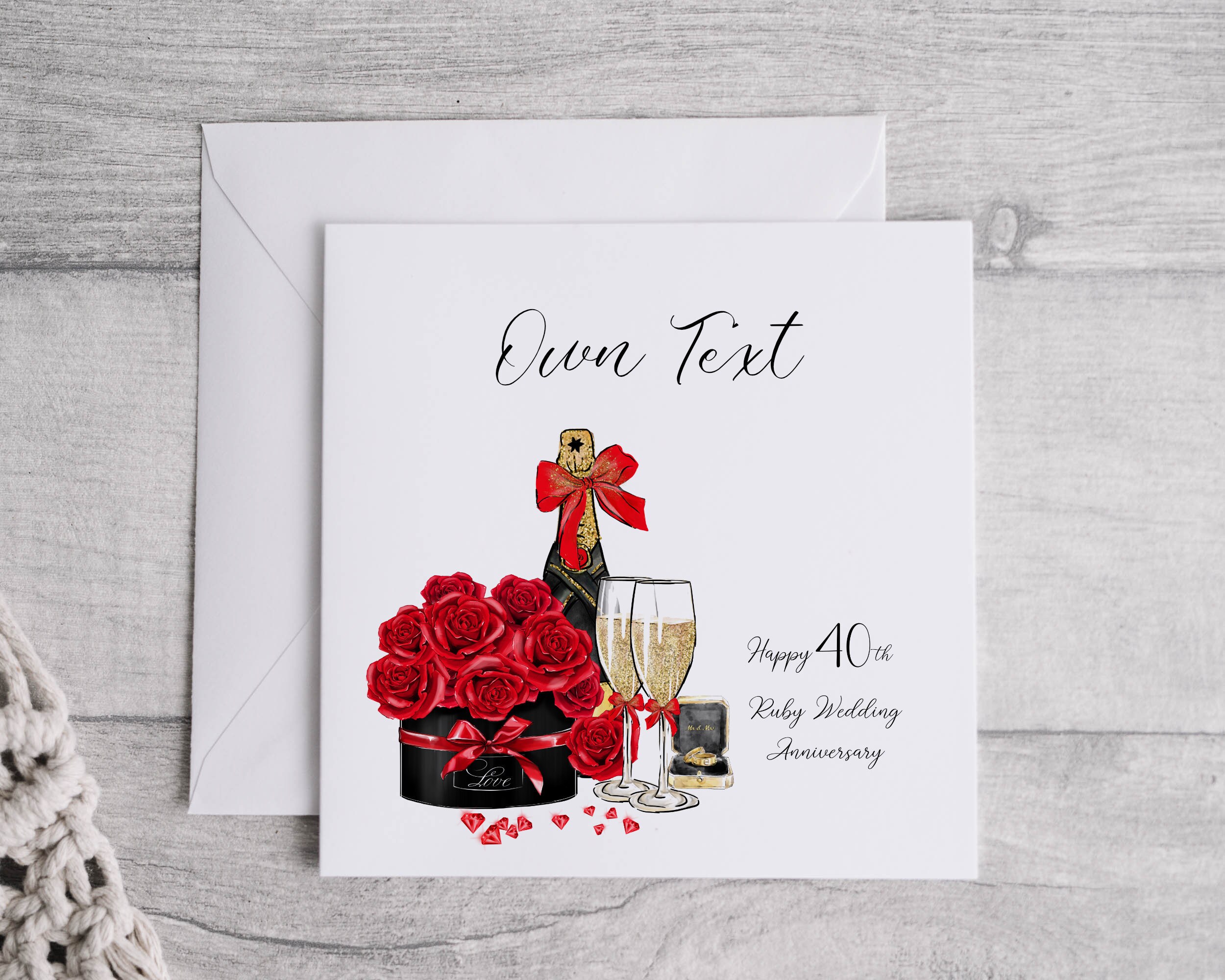 40th Ruby Anniversary Card Personalised - Ruby Wedding Anniversary ...