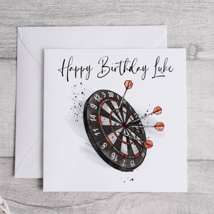 Personalised Darts player birthday card,  Fathers day Card, Any occasion and age