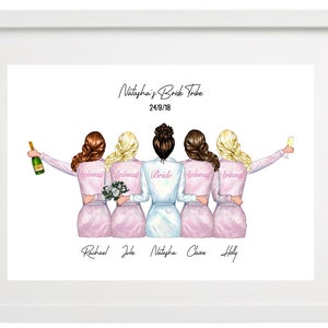 Personalised Wedding print, Bride's Wedding Party Print - Bridal Party Print - Bridesmaids - Bride Tribe - UNFRAMED PRINT ONLY