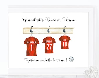 Fathers day football gift - Personalised Fathers day print - Football print - Daddy number 1 print - fathers day gift - Football gift