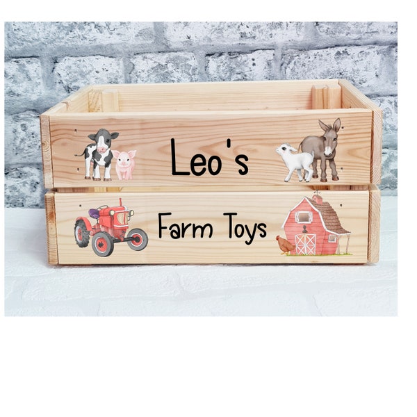 Kids Toy Farm Toy Box Crate for Children, Tractors Box, Kids Gift for Birthday,  Christmas