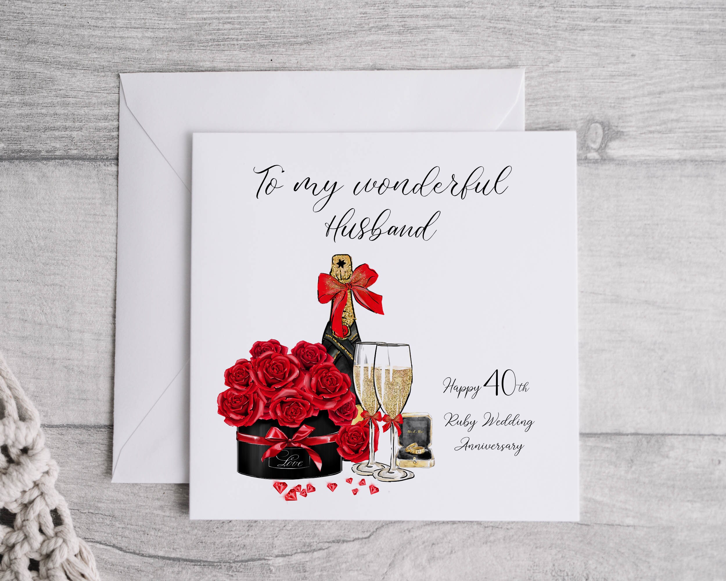 40th Ruby Anniversary Card Personalised - Ruby Wedding Anniversary ...