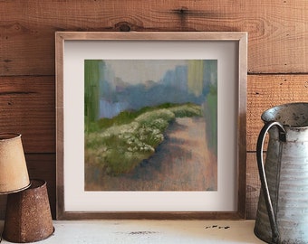 Wildflowers Walking Path Peinture à l’huile originale - Peinture Nature - Art mural naturel serein - 8x8