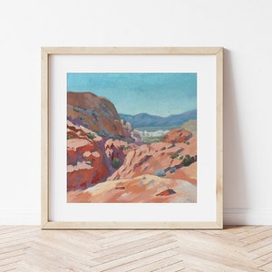 Dreamy Desert View Art Print Red Rock Canyon Nevada Print Desert Landscape Art Southwest Wall Art Beautiful Soothing Desert Art image 1