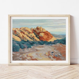 Impresión artística de arenisca roja y amarilla - Impresión de Red Rock Canyon de 8 x 10 - Arte de Nevada - Decoración del suroeste - Arte de escalada