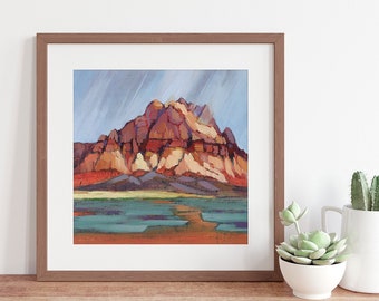 Red Rock Canyon Nevada Art Print - Southwestern Art - Climbing Art Print - Hiking Print - Contemporary Bold Southwest Landscape - Boho Art