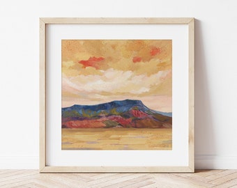 Desert Gold Southwest Landscape Print - Modern Abstract Desert Painting - Soothing Bold Desert Sky Print - Southwest Wall Art - Boho Print