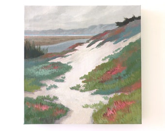 Sandy Path to the Sea Original Painting - Beach Painting - Coastal Home Decor - Beach Plants Sand Shore - Seascape Painting