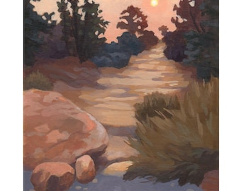 Original Painting Sandstone Steps - Desert Hiking Trail Landscape - Red Rock Canyon Nevada - Southwest Decor