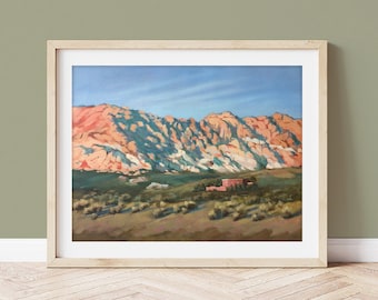 Desert Home in Calico Art Print - Peaceful Desert Mountains - Red Rock Canyon Print - Nevada Art - Southwest Landscape Print - Western Art