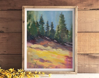 Peaceful Pine Forest Yellow Meadow Art Print - Forest Meadow Painting - Mt. Charleston, Nevada - Nature Art Print - Macks Canyon