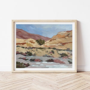 Desert Landscape Print - Muted Color Palette - Peaceful Desert Painting - Southwestern Wall Art - Boho Print - Red Rock Canyon Print